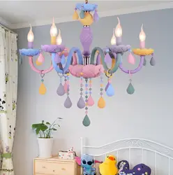 Macaron sweet color candle chandelier restaurant lamp bedroom lamp children's room girl princess home decoration lamps.