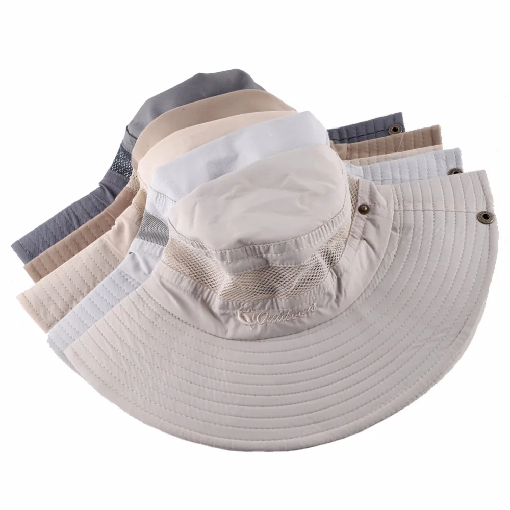 Sun Hat men Bucket Hats women Summer Fishin Cap Wide Brim UV Protection Flap Hat Breathable mesh bone gorras Beach hat men
