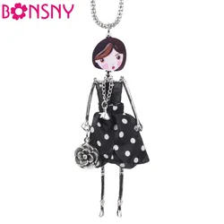 Bonsny  Handmade Statement French Doll Necklaces Maxi Long Chain Pendant Alloy Bohemian News Choker Girls Women Accessories