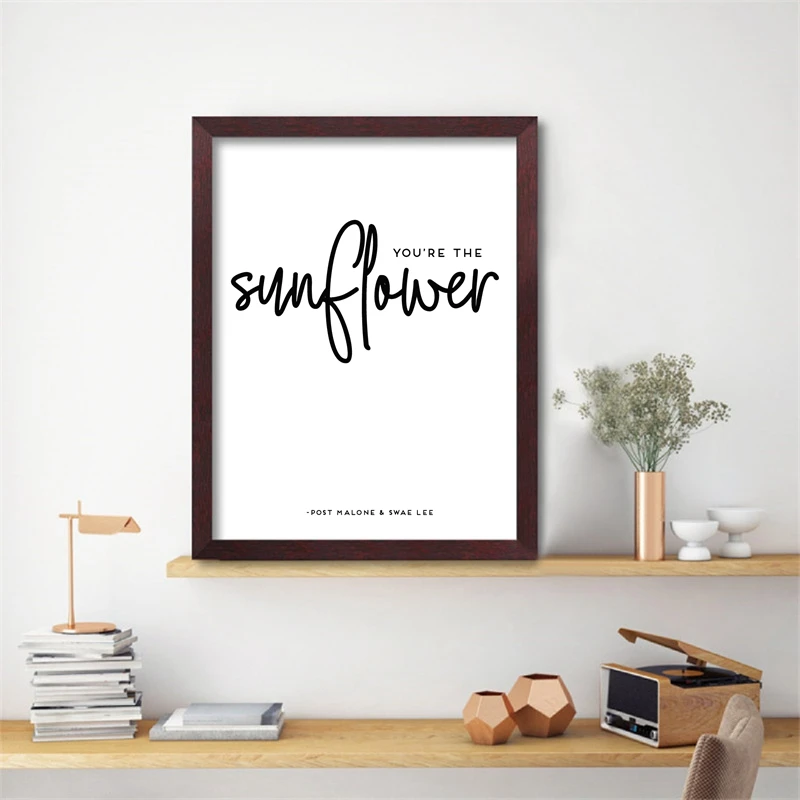 Post Malone and Swae Lee Sunflower Quote Poster Print Song Lyrics Music Gift ideas Canvas Painting Picture Home Wall Art Decor