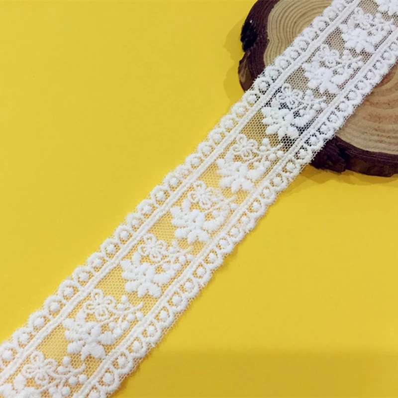 

14 yard 3cm 1.18" wide ivory mesh embroidery lace trim ribbon 1015604L4K752