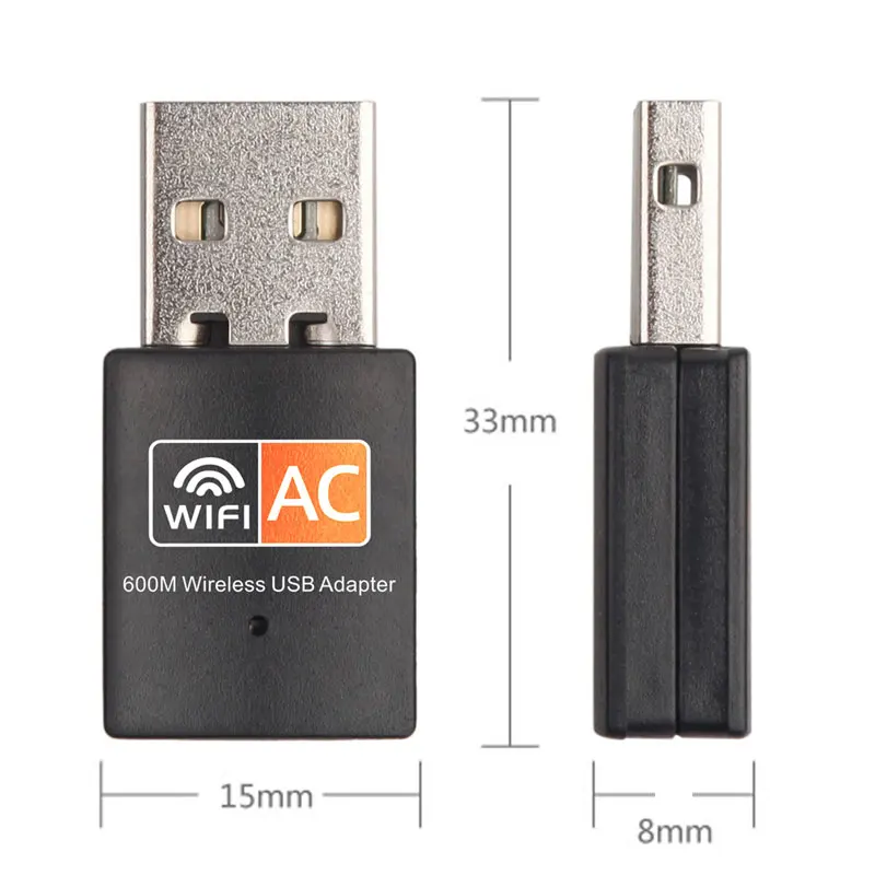 600Mbps 2.4GHz 5GHz Dual Band USB Wireless Network Card Wi-Fi Dongle Ethernet Adapter