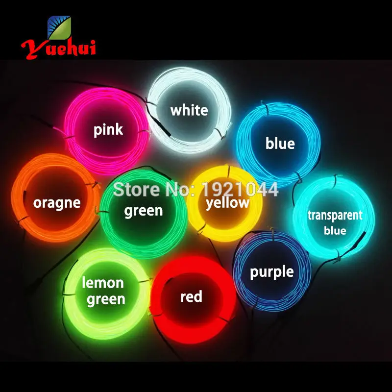 EL Wire Glowing Tube Flexible Neon Light Rope Tape for Wedding Decor, 1m, 10 Colors Available, USB, Bead, DC-5V, Hot