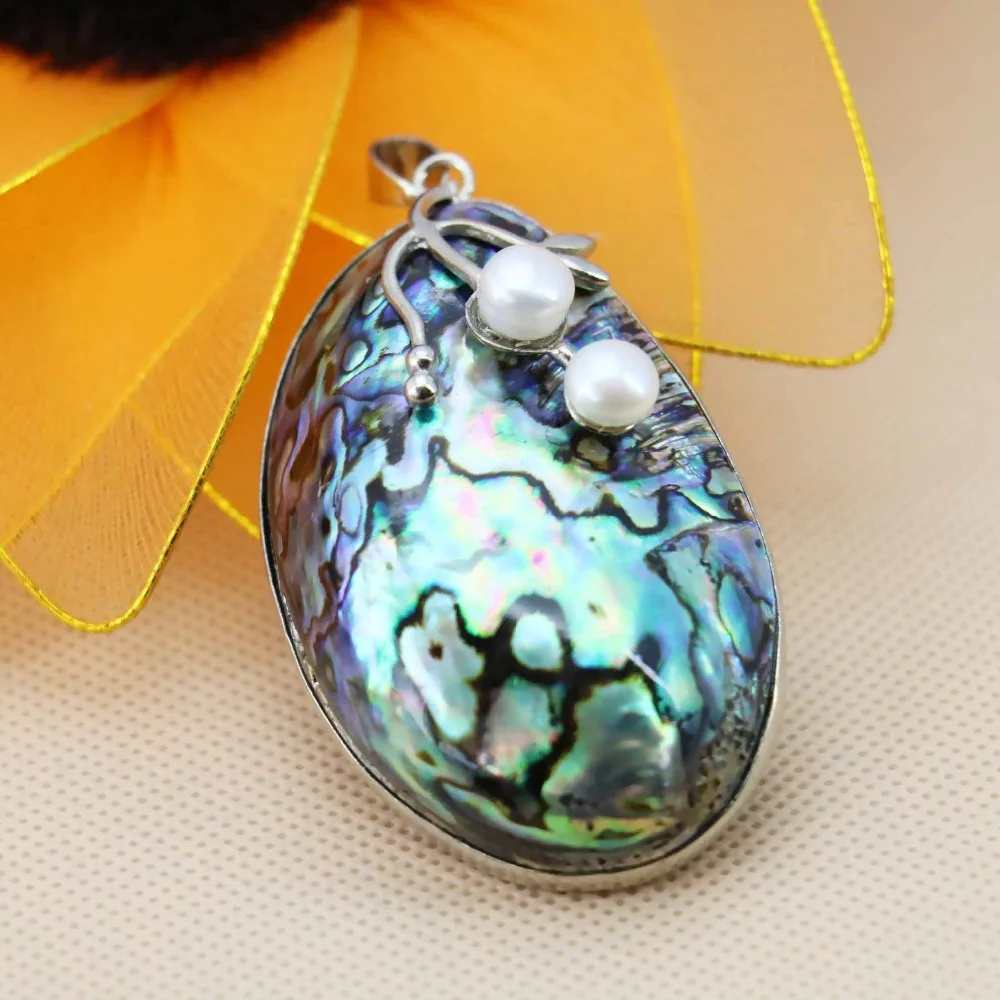 36x57mm Hot Sale Prevalent Abalone Natural Abalone Seashells Sea Shells Pendants Making Jewelry Crafts Women Girls Gifts Diy