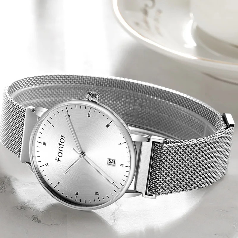 Fantor Brand Women Fashion Luxury Silver Mesh Magnetic Waterproof Elegant Ladies Wrist Watch relogio feminino