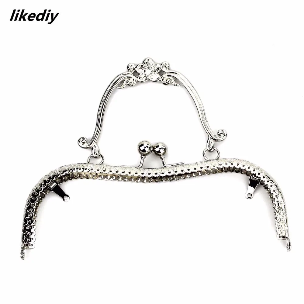 1 Piece 20.5 CM Plum Blossom Flower Pattern Vintage Metal Purse Frame Kiss Clasp Handle Bag Accessories