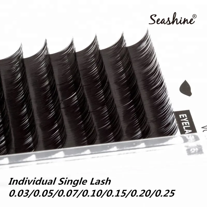 Seashine J B C D L Curl Classic Single Eyelash Extensions Fake Mink Individual eyelashes Dark Black False Eyelashes Soft Natural