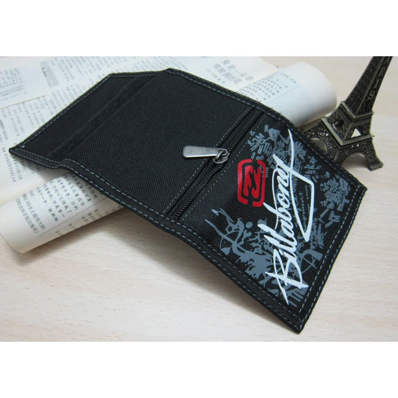 Creative Writing Graffiti Canvas Student Wallet Zipper Short Design Magic Multifunctional 3 Fold Men Purse 12*8.5cm 106