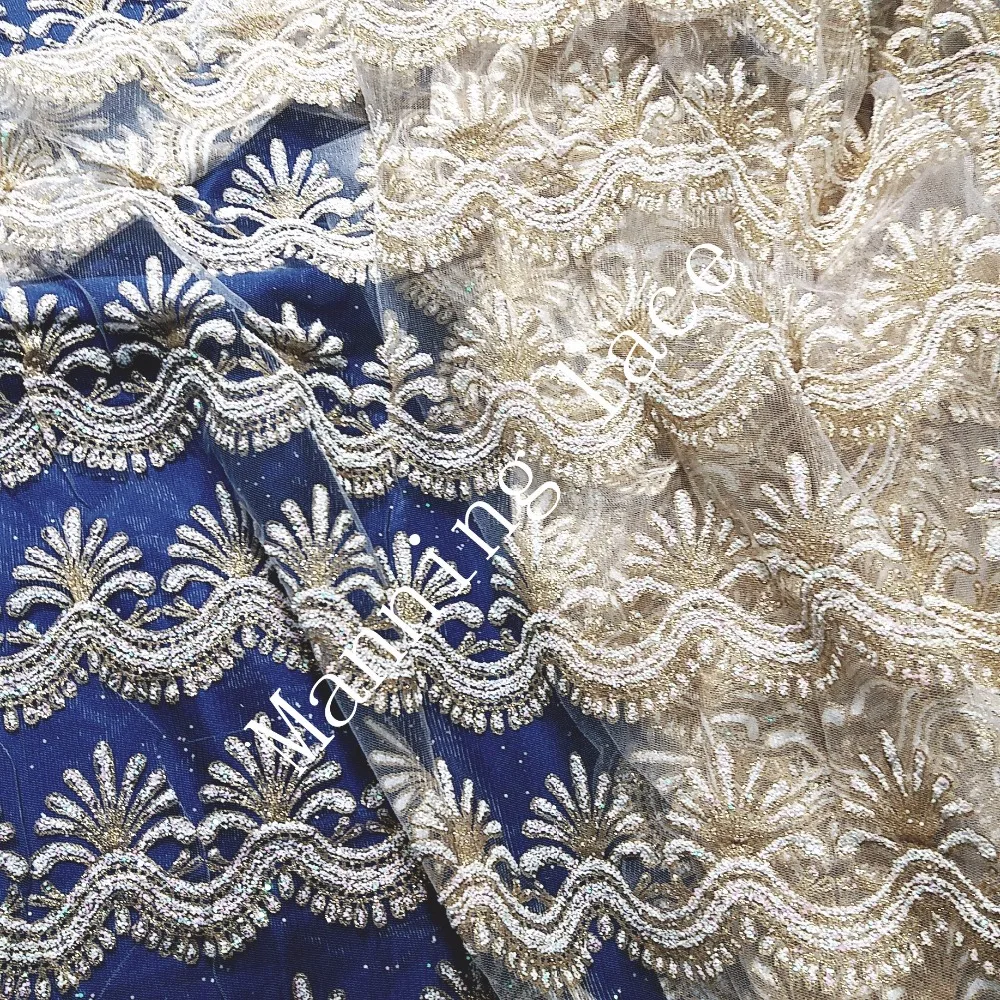 

Extravagant French wedding dress fabric, Nigeria embroidery lace, high fashion week fabric, glittering sequins