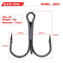 High Carbon Steel Treble Fishing Hooks 10pcs #6