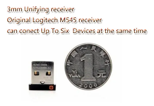 

Original 3mm Unifying Receiver For wireless mouse and keyboard Logi-tech M185 M280 M545 mk260 270 Can Connect Up To Six Devices