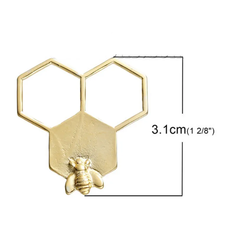 8Seasons Zinc Based Alloy Connectors Findings Honeycomb Gold Plated Bee Carved Hollow DIY Jewelry Findings 31mm x 29mm, 10 PCs