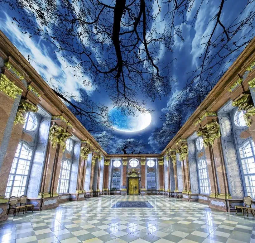 

customize 3d Ceiling mural 3d wallpaper Moon Star Tree 3d Photo Wallpaper Living room Bedroom ceiling wall paper photo