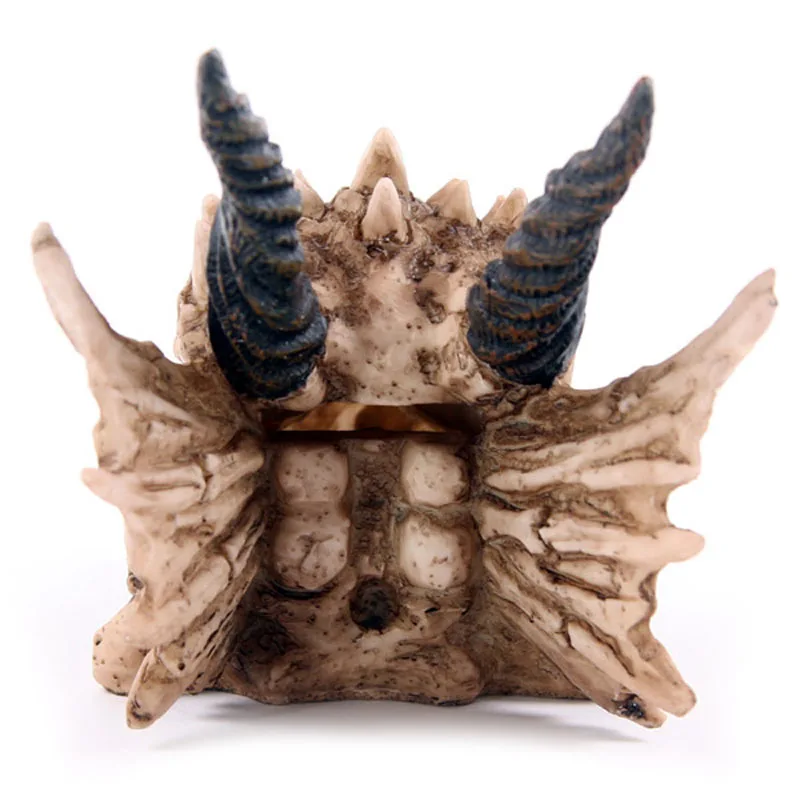 Snarling Magical Dragon Skull Treasure Trinket Box Piggy Bank Medieval Gothic Horned Dragon Skull Sculpture Statue Coin Box - Image 4