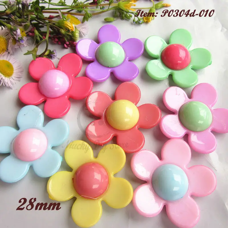 48pcs 28mm Gemengde kleur Candy kleur bloem decoratieve naaien knoppen voor Craft scrapbook naaien of kleverigheid