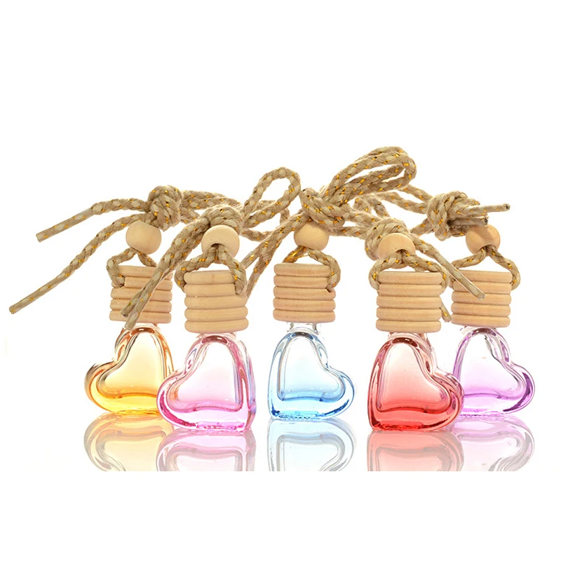 

5ml Heart Shape Glass Bottle Car Vehicle Aroma Essential Oil Air Freshener Diffuser Aromatherapy Fragrance Travel Bottles 200pcs