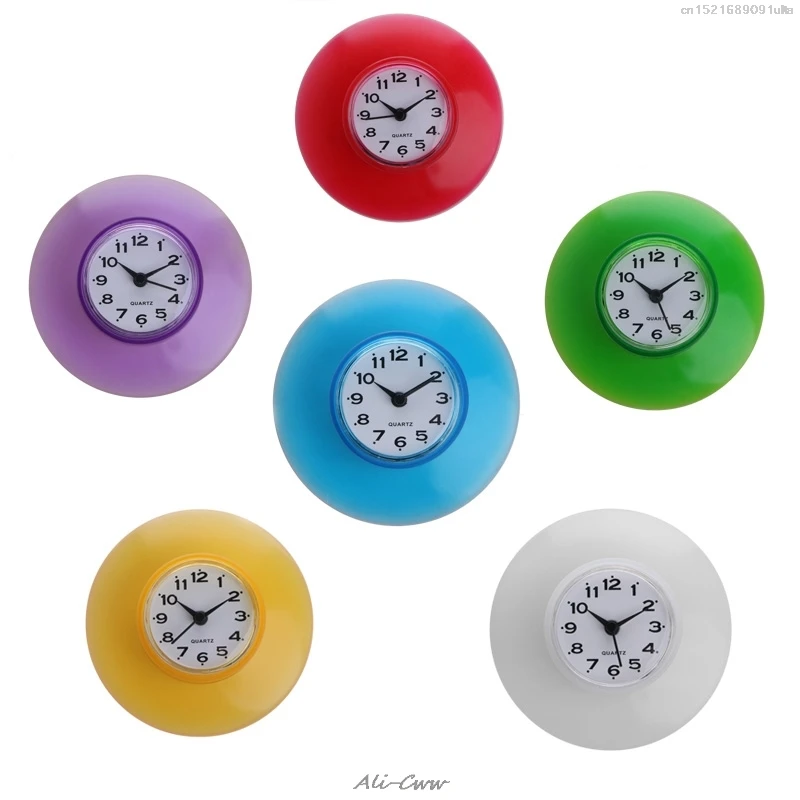 2018 Silicone Bathroom Kitchen Shower Suction Wall Clock Multicolor Water-Resistant Timer Glass Wall Window Mirror Shower Clock