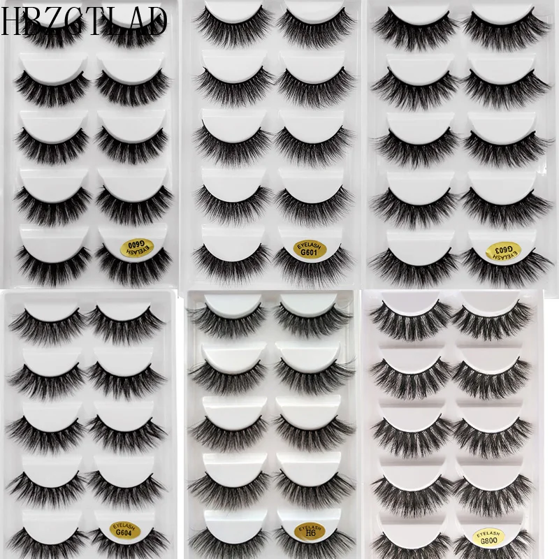 NEW 5 pairs Mink Eyelashes 3D False lashes Thick Crisscross Makeup Eyelash Extension Natural Volume Soft Fake Eye Lashes G600