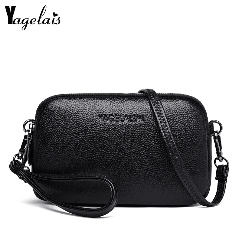 Fashion Women\'s Bags Genuine Leather Simple Solid Handbag Small Shoulder Bags Female Crossbody Messenge Bags Lady Phone Purses