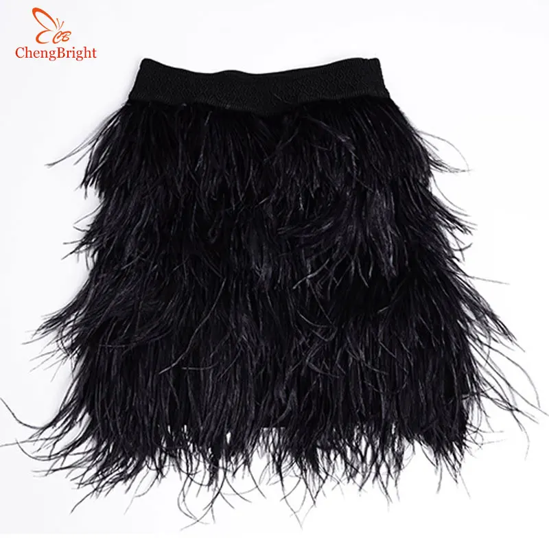 CHENGVRIGHT 1 Yards Ostrich Feather Trim Cloth Sideband 8-10cm Wide Suitable For Skirts / Dresses / Apparel Party DIY Crafts