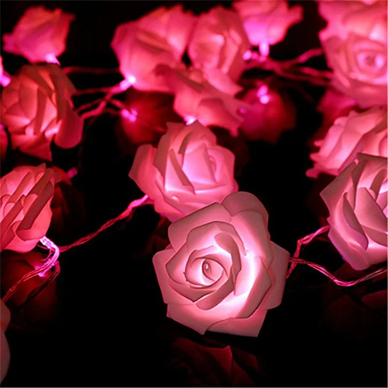 20 Lampu LED Rangkaian Bunga Mawar Lampu LED Hiasan Natal Dekorasi Dalam Ruangan Untuk Rumah Lampu Peri Valentine
