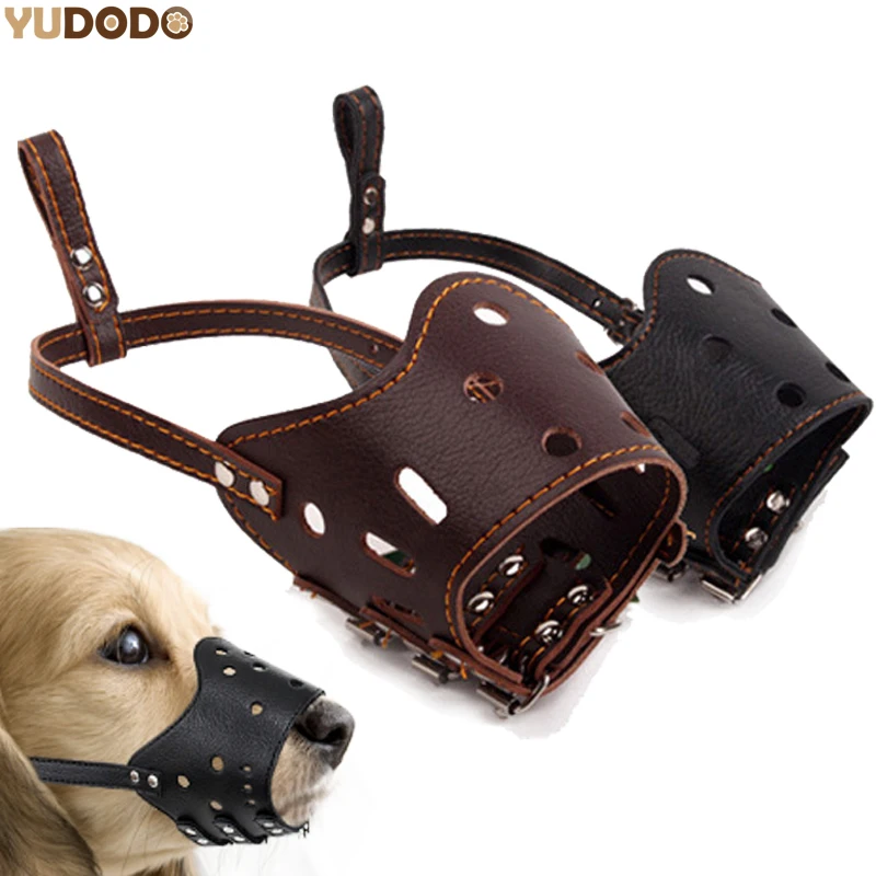 Soft PU Leather Adjustable Muzzles for Dog Anti Bark Bite Grooming Training Mouth Cover Pet Outdoor Accessory Perros Mesh Mask