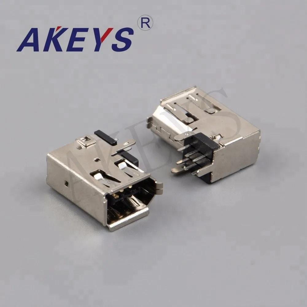 10PCS 1394-04 D Type 6 PINS 90 degree single layer usb connector with 2 fixed pin