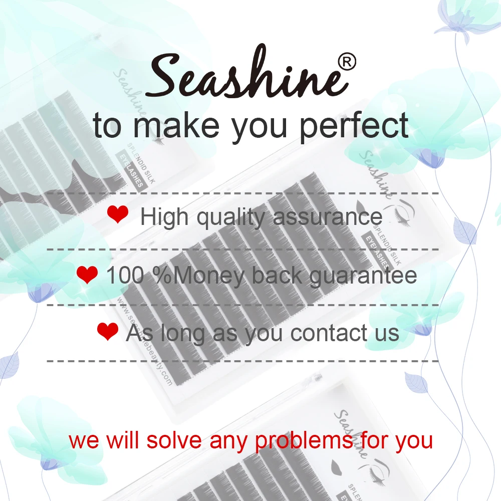 Seashine 12lines/Tray Curl J/B/C/D individual Lashes Flat Lashes Hand Made Eyelash Extension Premium Ellipse Accept OEM Makeup