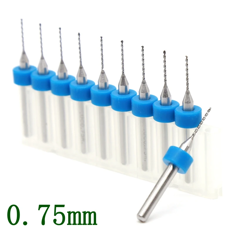 0.75mm PCB Drill Kit 10PCS Metal Drilling Set Woodworking CNC Router CNC Wire Machine Laser Cutting Machine Drilling Cutter