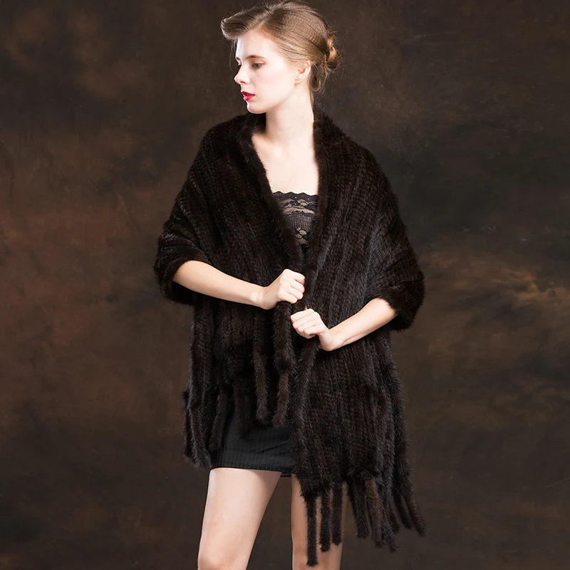 ZDFURS * knit scarves mink fur scarf mink real knitted mink fur shawl warp