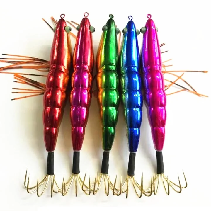 Shrimp Squid Jig Fishing Lure Prawn Tackle Hooks Bait Tackle for Cuttlefish Octopus 14cm 19G 5Pcs