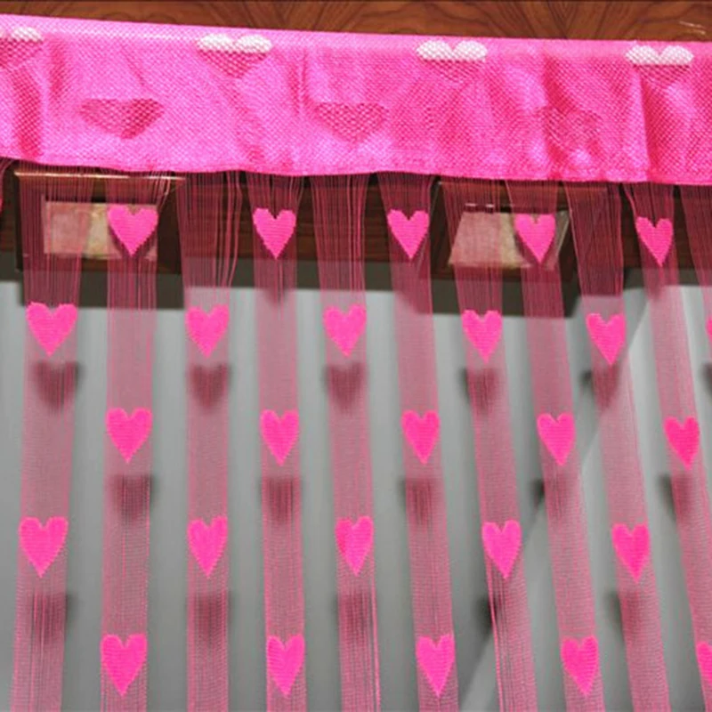 New Style 100x200cm Heart Pattern Curtain for Living Room Bedroom Door Window Valances Scarf Wedding DIY Home Decoration