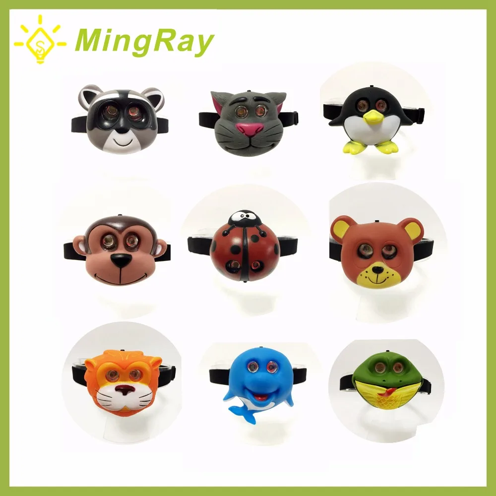 Child outdoor LED headlight AAA Battery animal shape cute headlamp Flashlight on head for boy girl Camping Kids creative gift