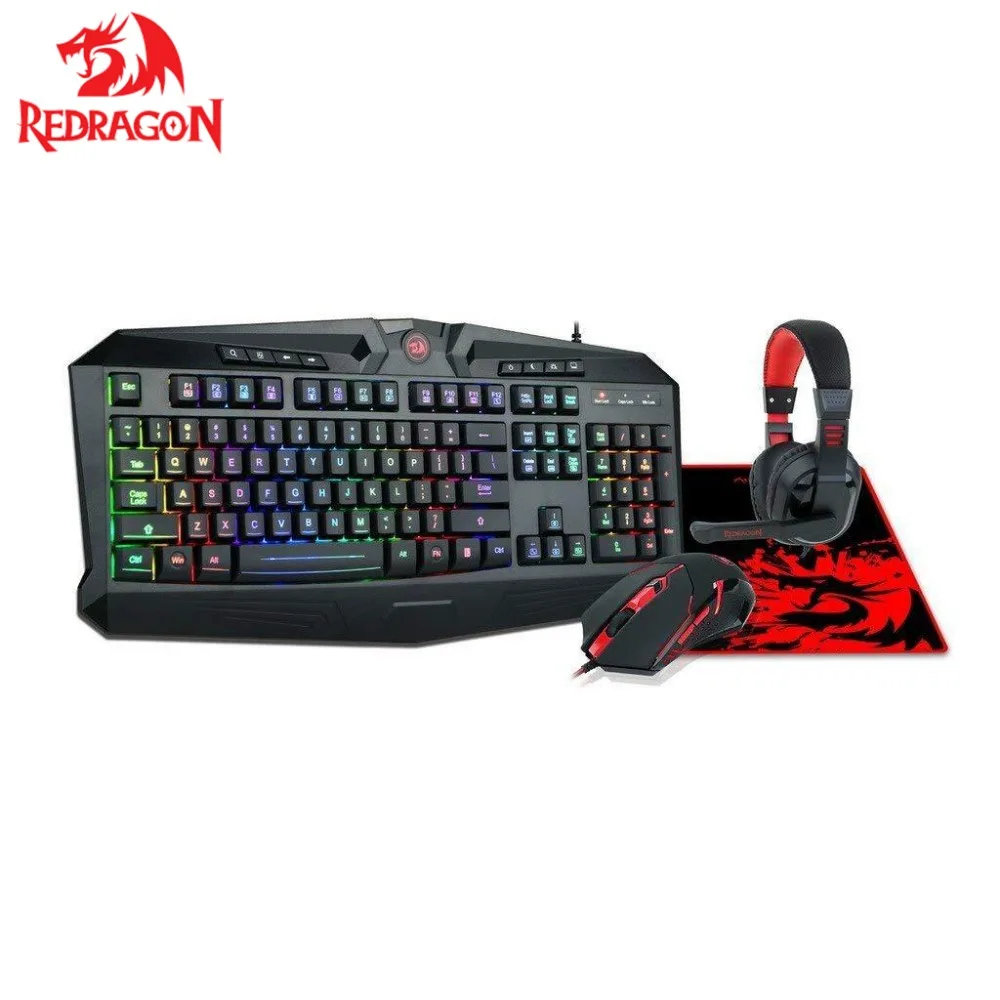 

Redragon S101BA Gaming Mouse Keyboard Headset with Microphone Mouse Pad Combo Ergonomic Wrist Rest Keyboard for Windows PC Gamer