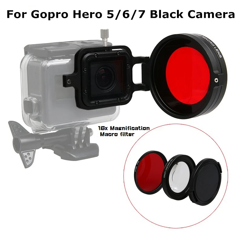 ORBMART 58mm UV Filter 16X Magnifier Macro Lens For Gopro Hero 5 6 7 Sport Action Camera Accessory