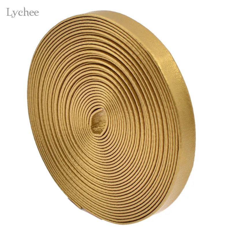 Lychee Life 5m Solid Color PU Leather Ribbon DIY Handmade Chocker Necklace Material Apparel Sewing Crafts Accessories