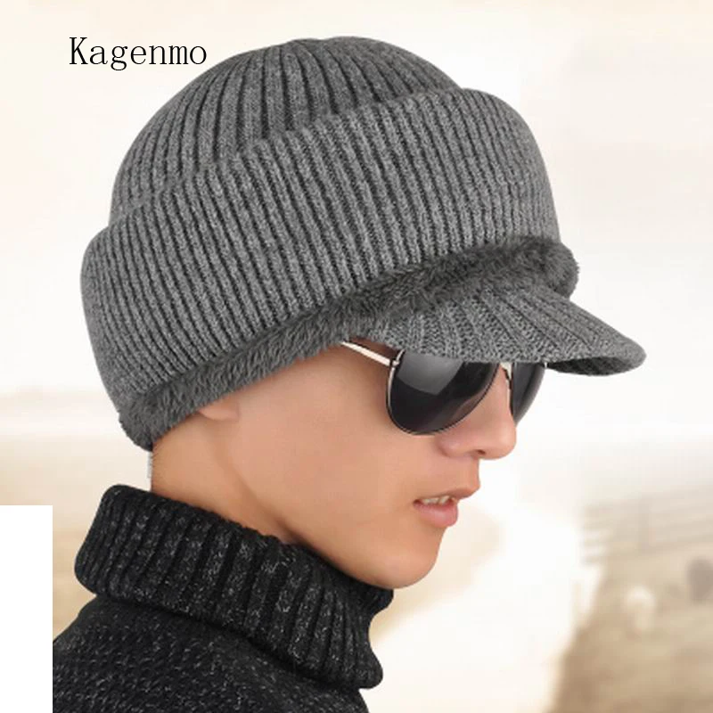 

Kagenmo Hat Male Cap Quinquagenarian Male Knitted Hat Winter Thermal Old Man Hat Plus Velvet Thickening Knitted Ear Hat