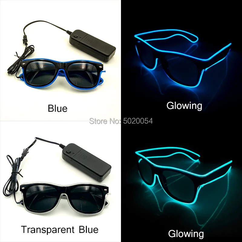 Dance Zeigen Kostüm Requisiten EL Draht Glowing Gläser Sonnenbrille Neon Leucht Led Männer Krawatten Licht Up Brillen Krawatte Kit