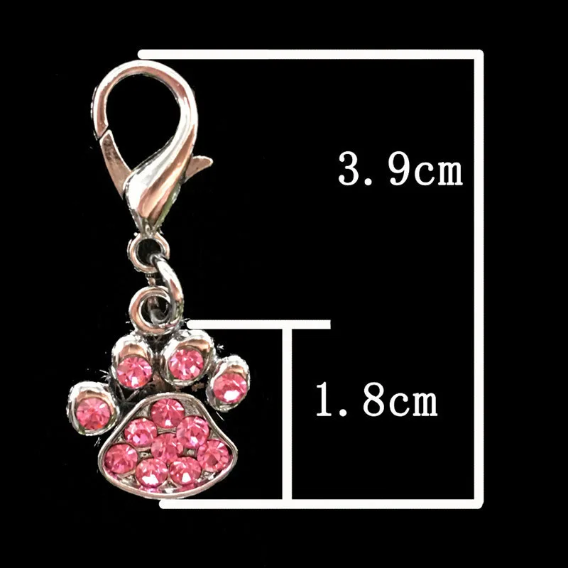 500pcs/lot Rhinestone Crystal Dog Paw Footprint Charms Jewelry With Hook Pendant Collar Pet Product Supplies ZA5428