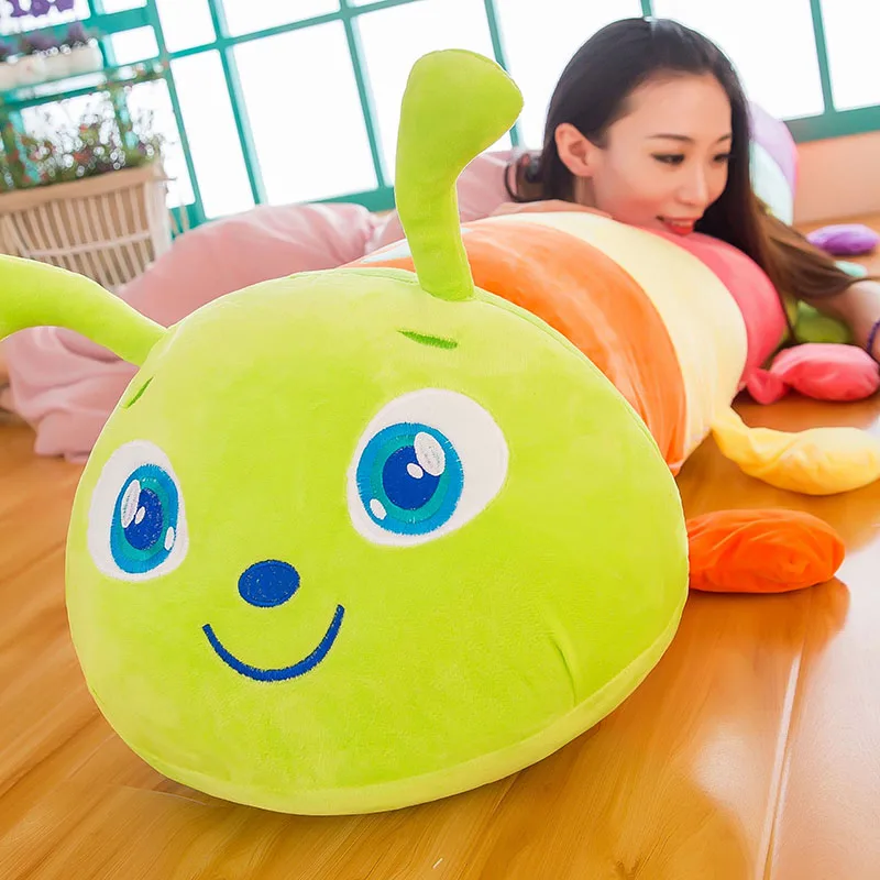 Colorful Lovely Soft Fat Cartoon Caterpillar Plush Pillow Large Stuffed Anime Caterpillars Toy Animal Doll Cute Gift Decoration