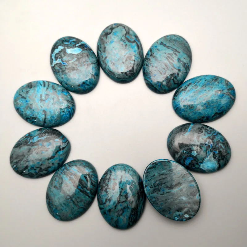 Fashion blue natural stone beads for Jewelry making oval cabochon 30x40MM 10pcs no hloe charm ring accessories