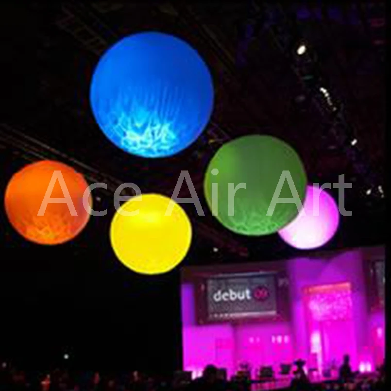 4 PCS Inflatable Interactive Rowed Colorful LED Balls Sphere Model for Party Wedding Hanging Decoration