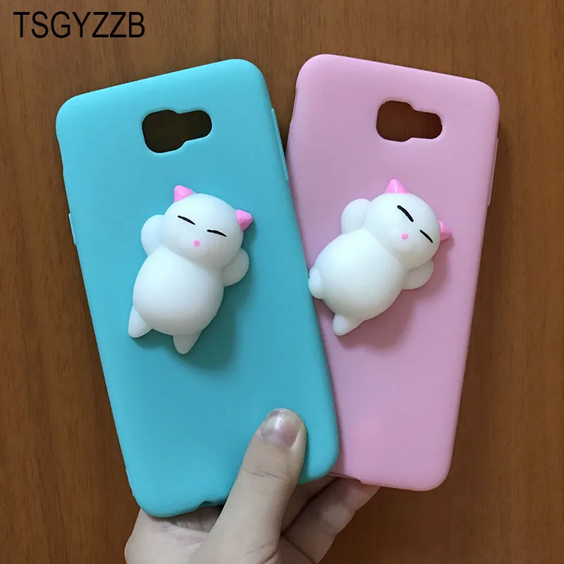 Squishy 3D Toys Cat Phone Cases For Samsung Galaxy 2016 on 5 on5 J5 Prime Soft TPU Silicon Back Cover Capa J7 Prime Squishy Case