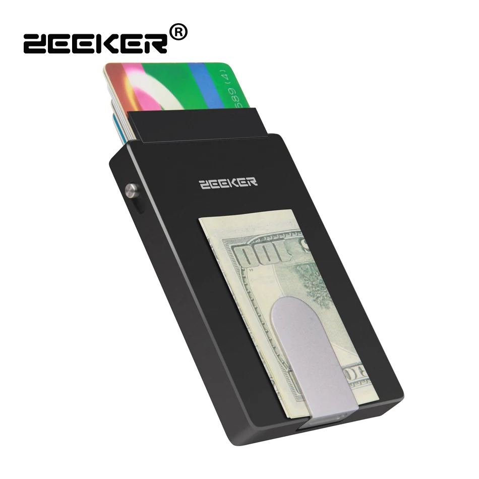 

ZEEKER Men's Business Credit Card Wallet With Invisible C New Metal RFID Blocking Card Holder