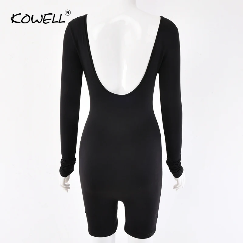 Long Sleeve Bodycon Rompres Womens Jumpsuit Sexy Backless Skinny Short Playsuit Autumn Winter Casual Body Women Overalls