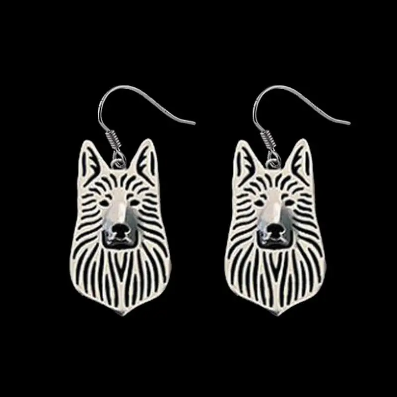 Female Metal Dog Drop Earrings Women German Shepherd Dog Earrings