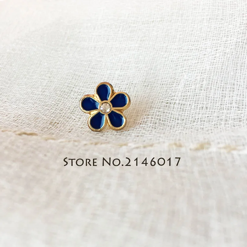 15pcs Masonic Forget-Me-Not Flower Lapel Pin with Rhinestone Badge Metal Craft Small Size Freemasonry Custom Brooch Pins