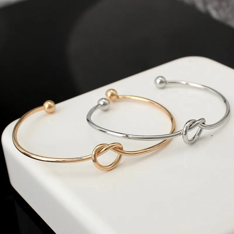 L231 Fashion Knot Cuff Bracelets & Bangles Women Jewelry Pulseira Simple Glossy Open Pulseras LOVE Valentine's Day Gift