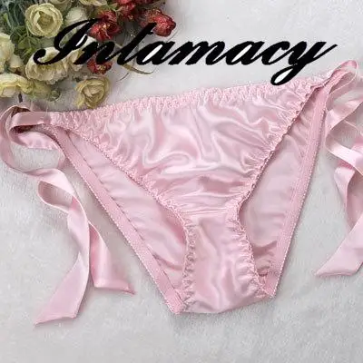 Fashion bikini 100% silk panties female lacing thong silk plus size
