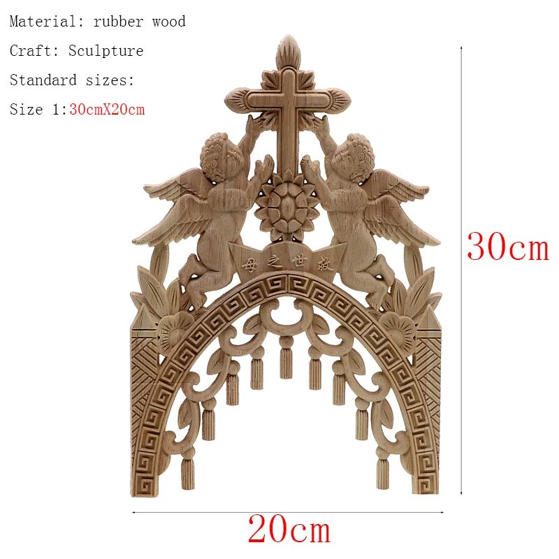 Wood Carved Corner Onlay Applique Frame Door Decorate European Solid Carved Accessories Buddhist Altar Cross Wooden Miniatures